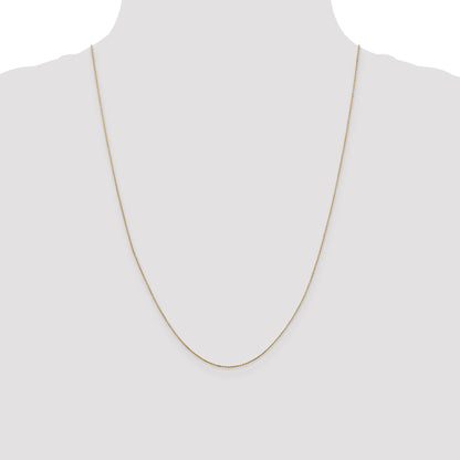 14K 24 inch .6mm Diamond-cut Round Open Link Cable with Spring Ring Clasp Chain