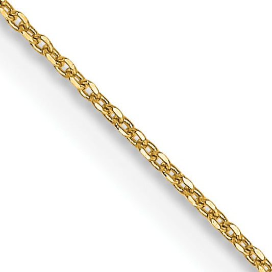 14K 20 inch .6mm Diamond-cut Round Open Link Cable with Spring Ring Clasp Chain