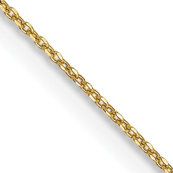 14K 18 inch .6mm Diamond-cut Round Open Link Cable with Spring Ring Clasp Chain