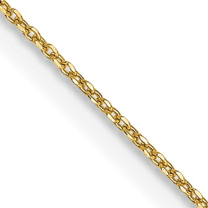 14K 22 inch .6mm Diamond-cut Round Open Link Cable with Spring Ring Clasp Chain