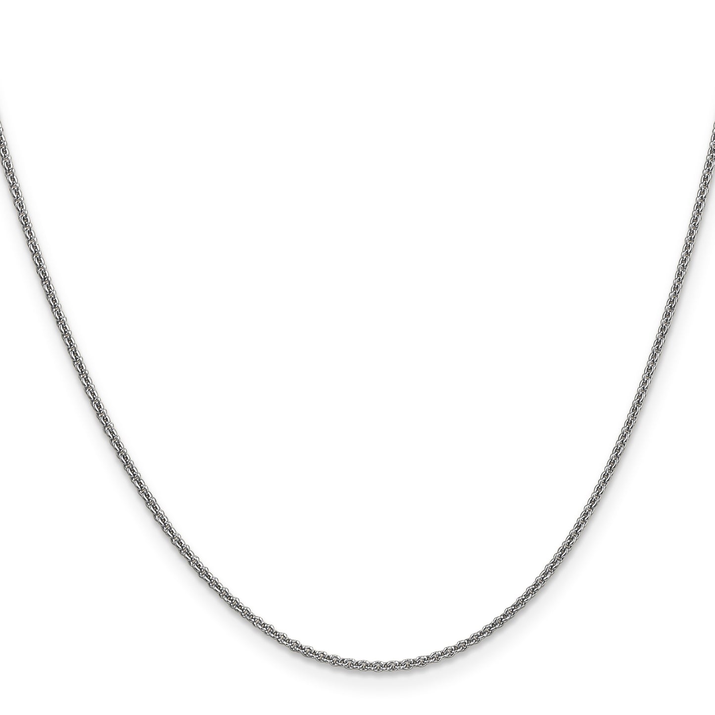 14K White Gold 22 inch 1.4mm Round Open Link Cable with Lobster Clasp Chain
