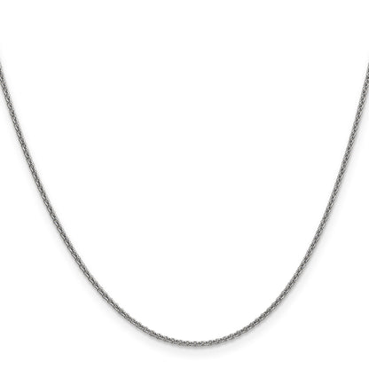 14K White Gold 22 inch 1.4mm Round Open Link Cable with Lobster Clasp Chain