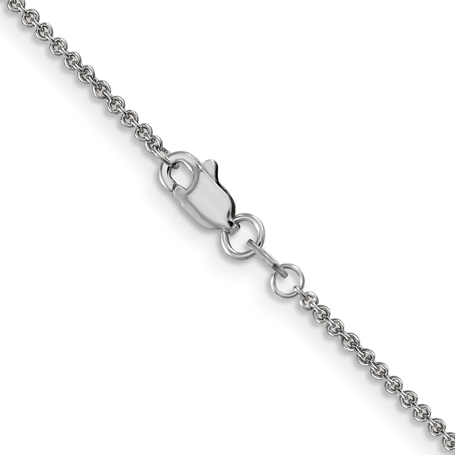 14K White Gold 22 inch 1.4mm Round Open Link Cable with Lobster Clasp Chain