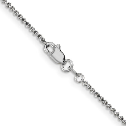 14K White Gold 22 inch 1.4mm Round Open Link Cable with Lobster Clasp Chain