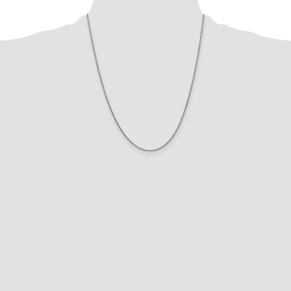 14K White Gold 22 inch 1.4mm Round Open Link Cable with Lobster Clasp Chain