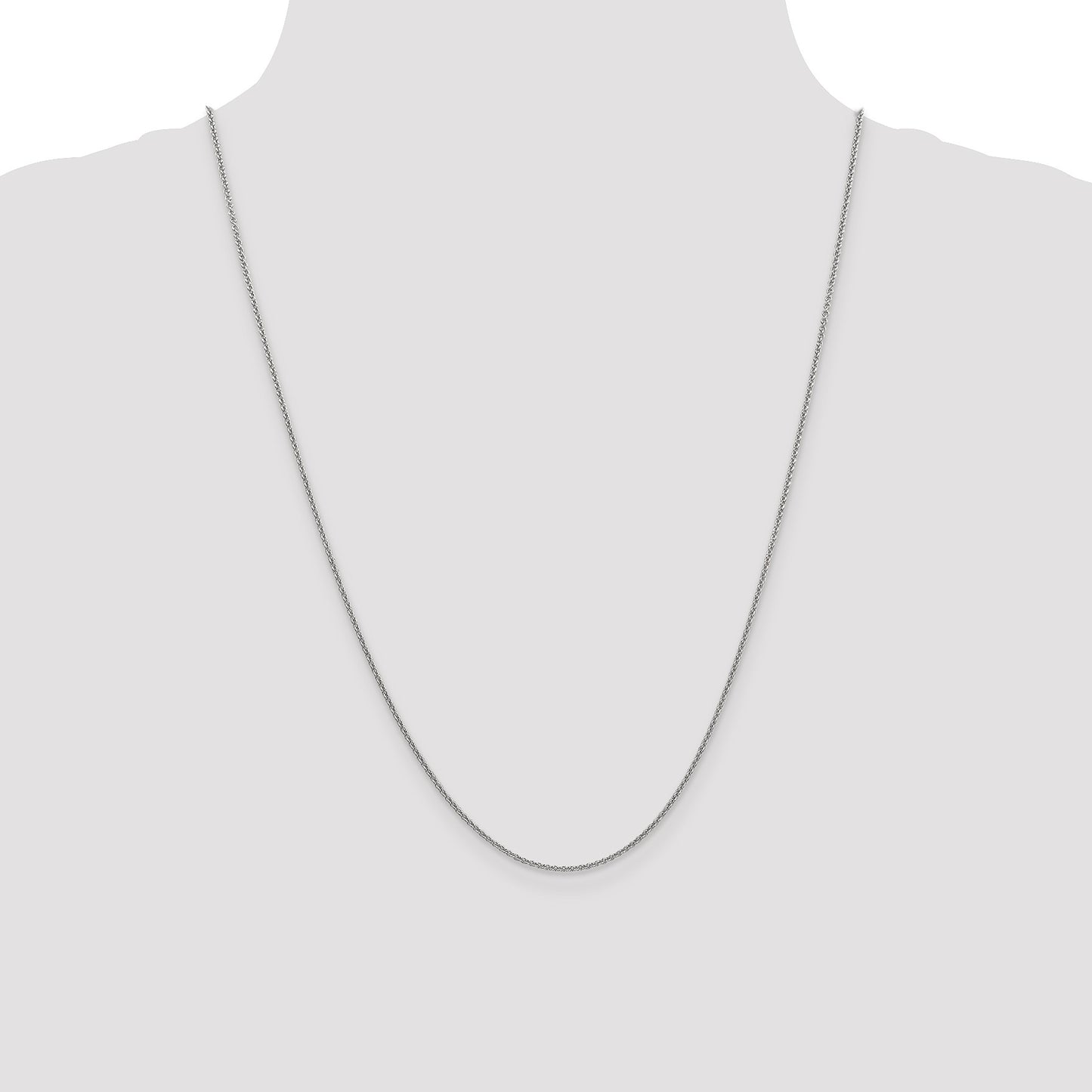 14K White Gold 24 inch 1.4mm Round Open Link Cable with Lobster Clasp Chain
