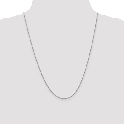 14K White Gold 24 inch 1.4mm Round Open Link Cable with Lobster Clasp Chain