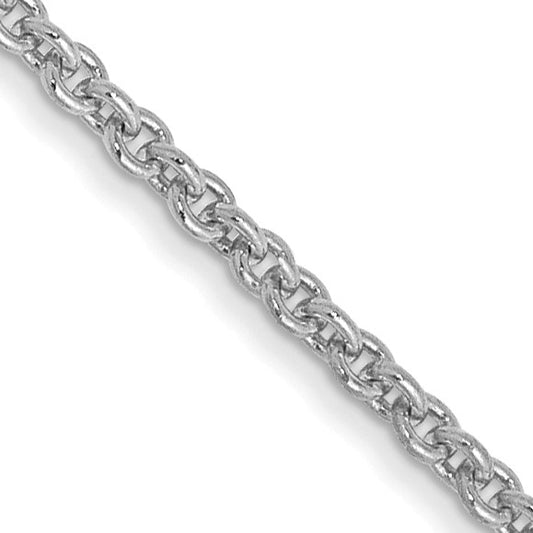 14K White Gold 14 inch 1.4mm Round Open Link Cable with Lobster Clasp Chain