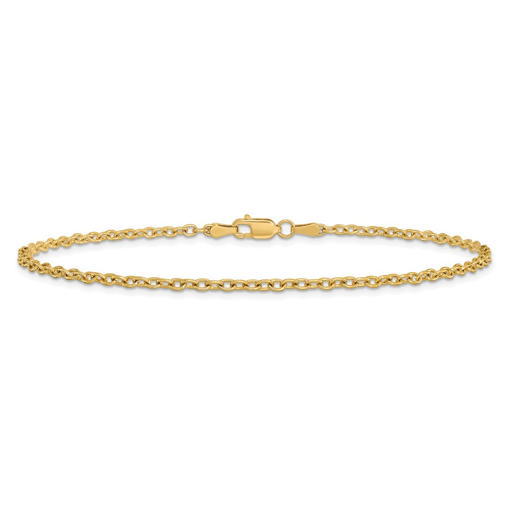 14K 10 inch 2.2mm Forzantine Cable with Lobster Clasp Anklet