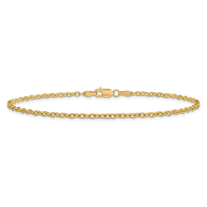 14K 10 inch 2.2mm Forzantine Cable with Lobster Clasp Anklet