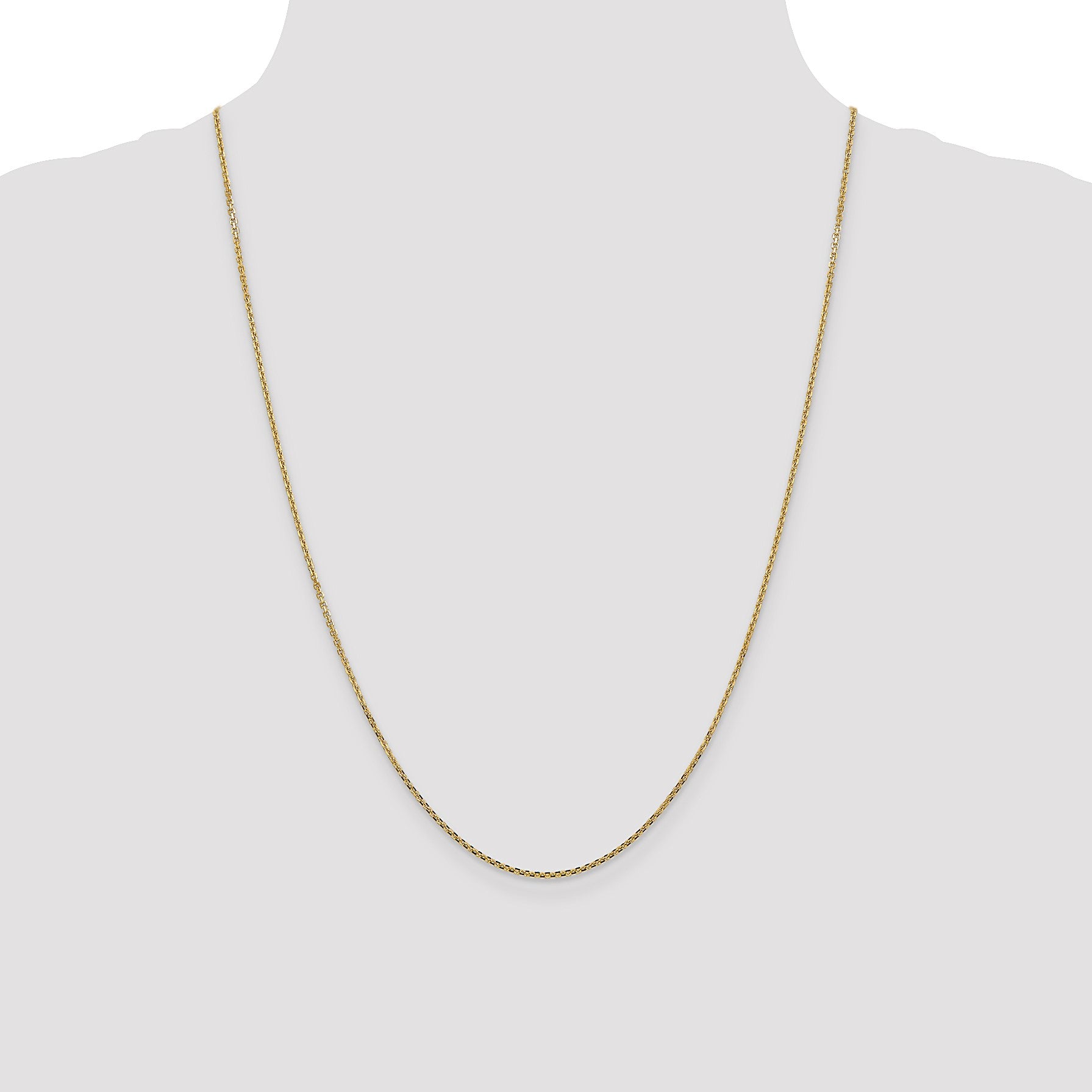 14K 24 inch 1.45mm Solid Diamond-cut Cable with Lobster Clasp Chain
