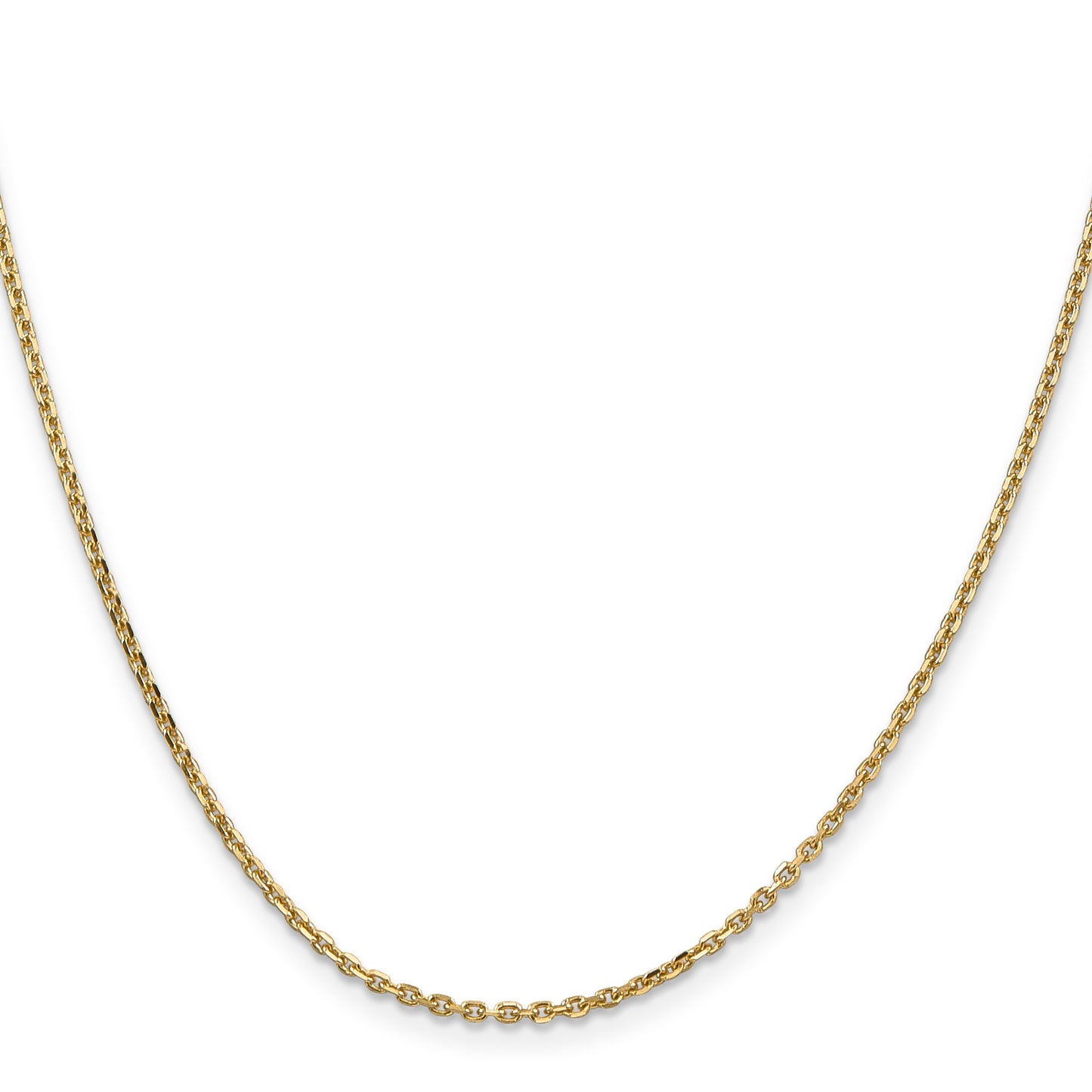 14K 22 inch 1.65mm Solid Diamond-cut Cable with Lobster Clasp Chain