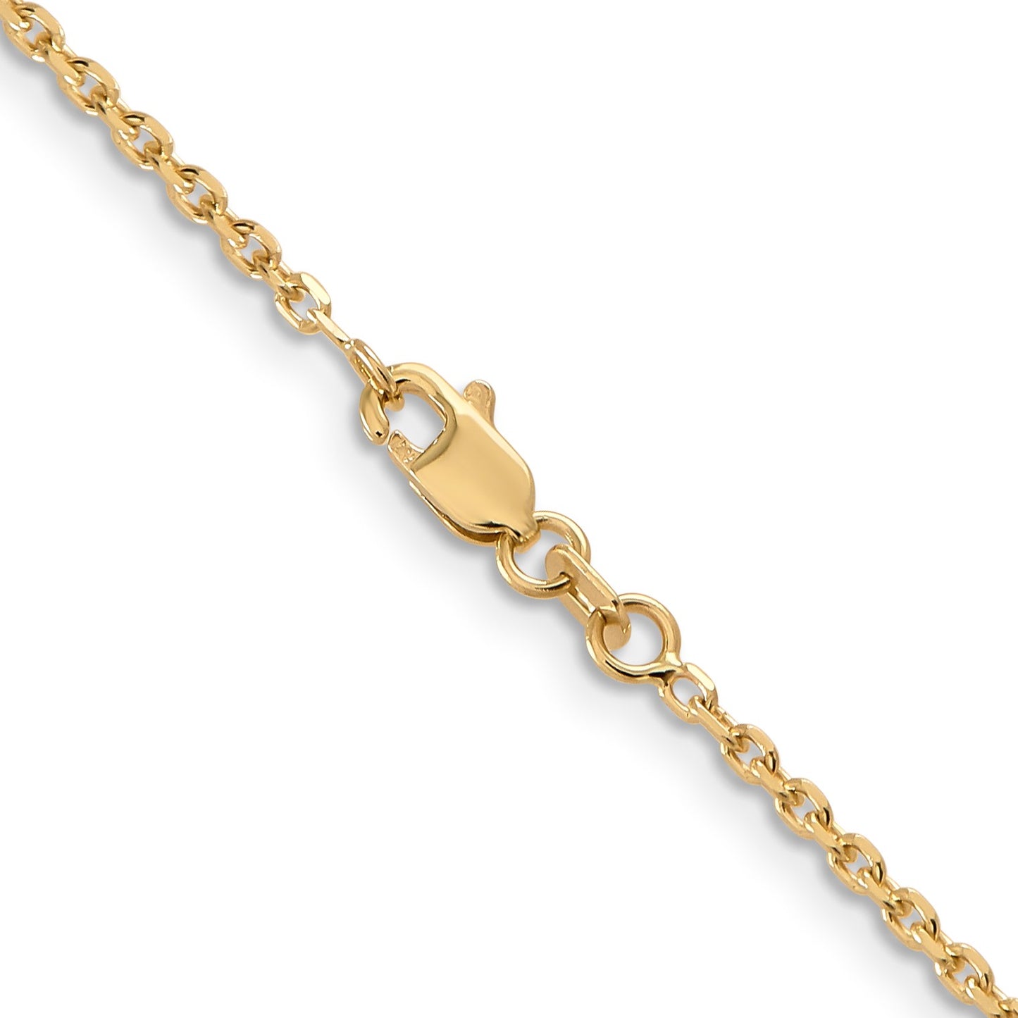 14K 26 inch 1.65mm Solid Diamond-cut Cable with Lobster Clasp Chain