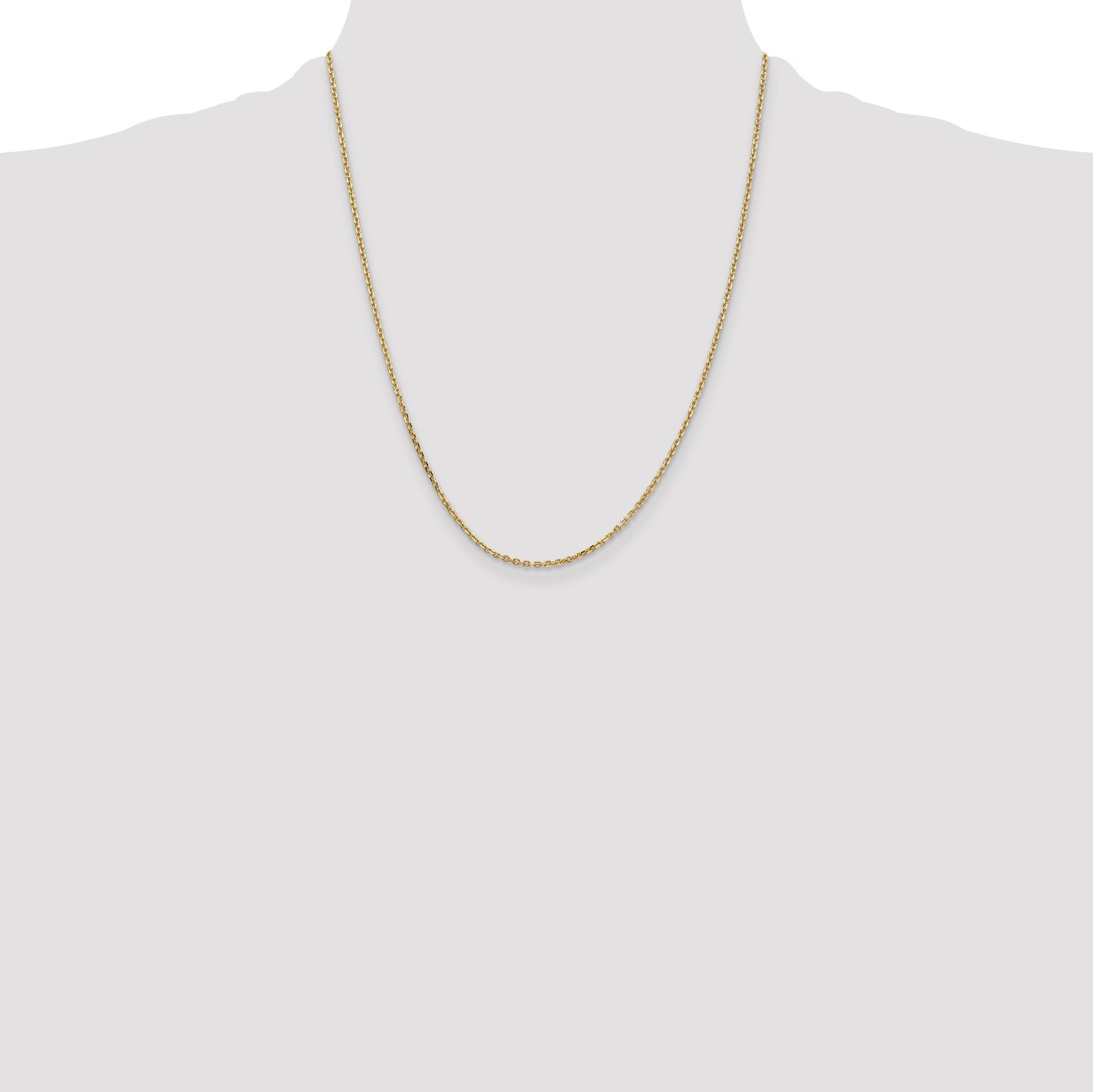 14K 22 inch 1.65mm Solid Diamond-cut Cable with Lobster Clasp Chain