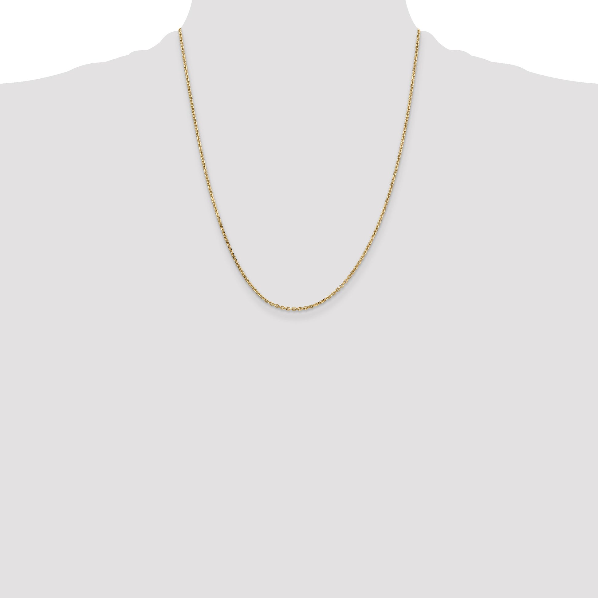 14K 22 inch 1.65mm Solid Diamond-cut Cable with Lobster Clasp Chain