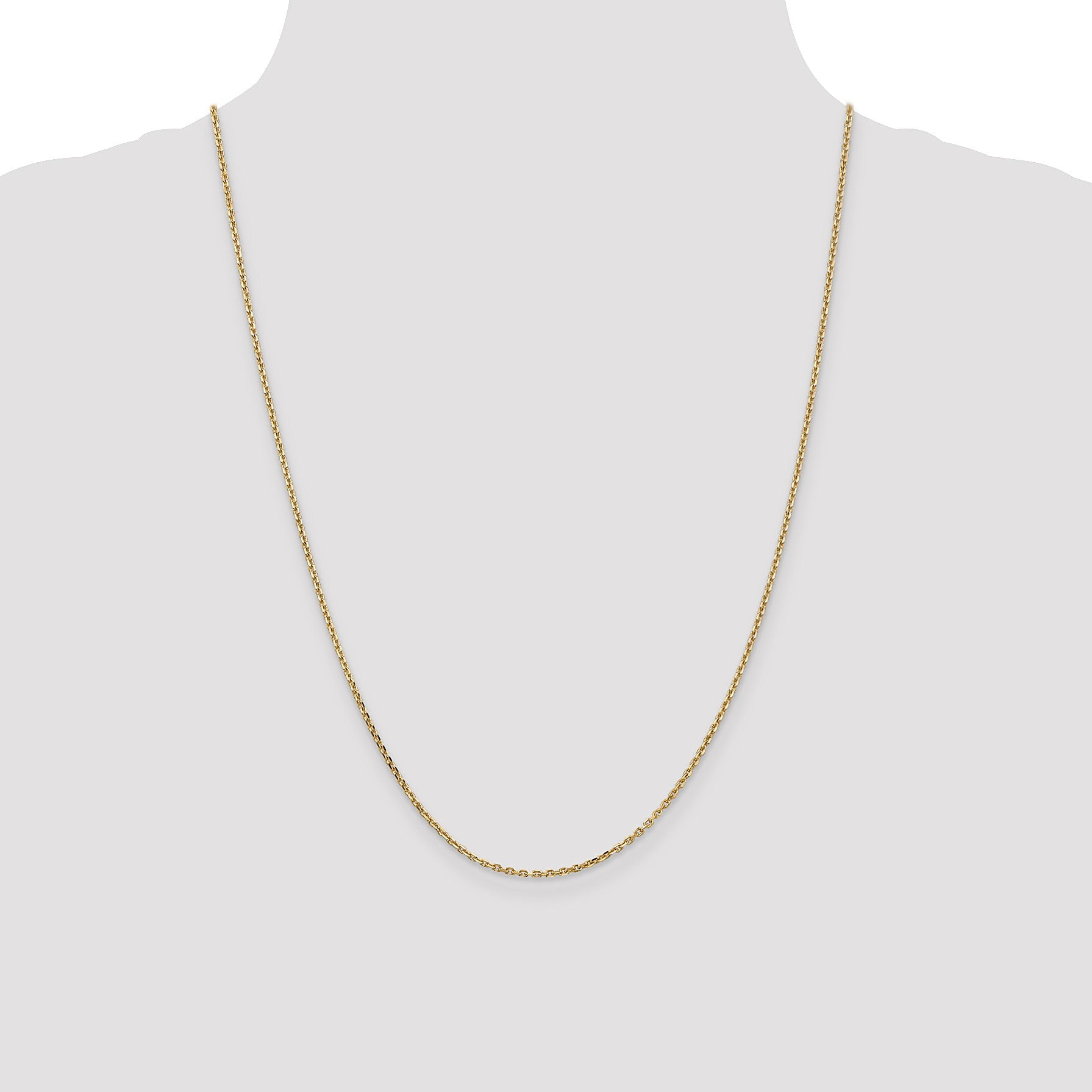 14K 24 inch 1.65mm Solid Diamond-cut Cable with Lobster Clasp Chain