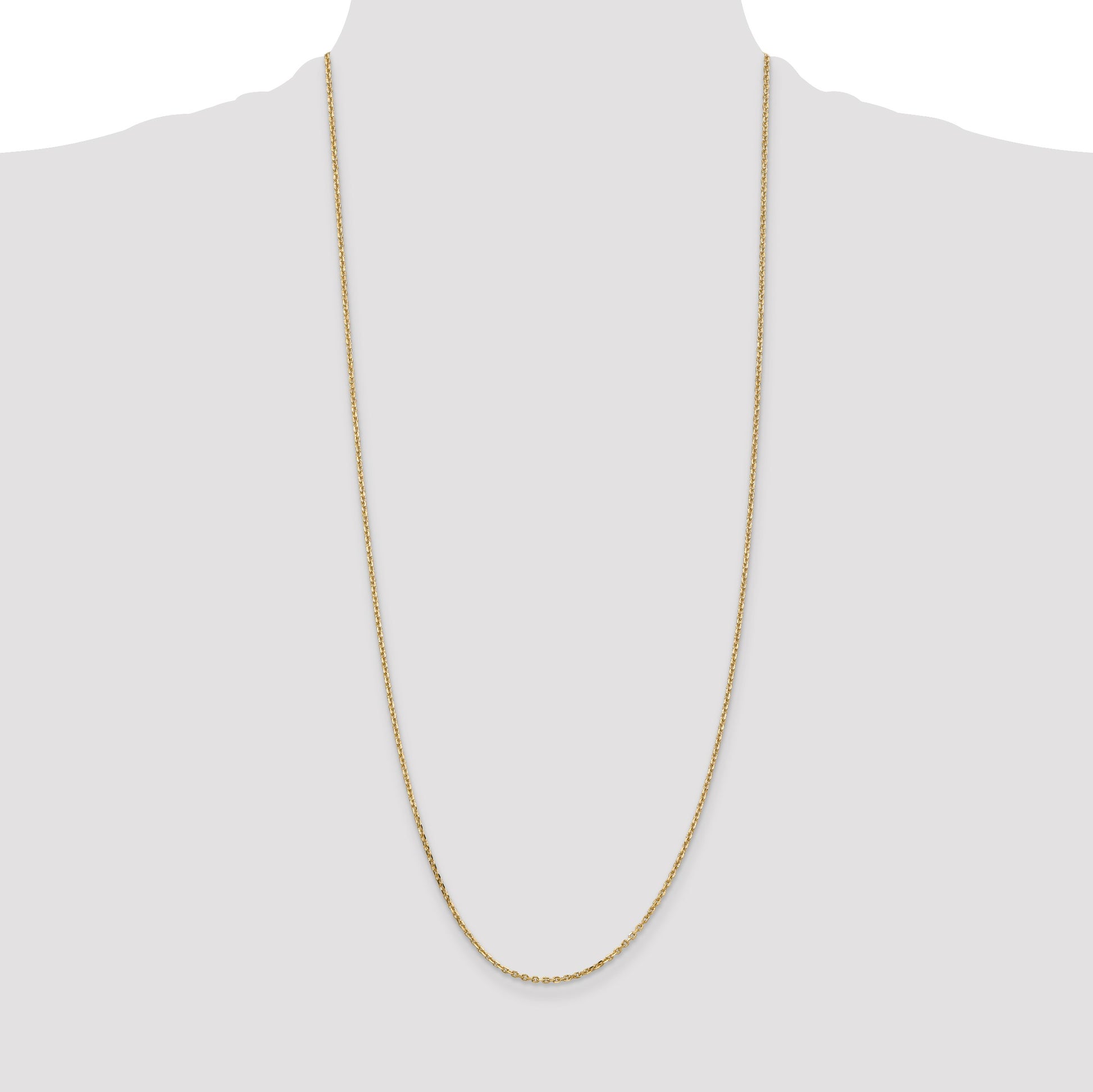 14K 30 inch 1.65mm Solid Diamond-cut Cable with Lobster Clasp Chain