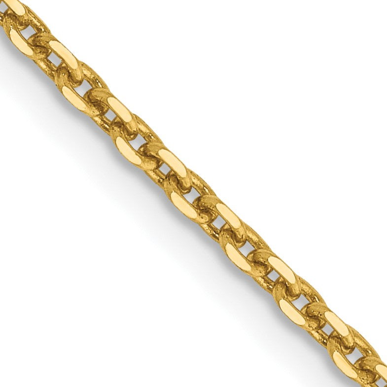 14K 16 inch 1.65mm Solid Diamond-cut Cable with Lobster Clasp Chain