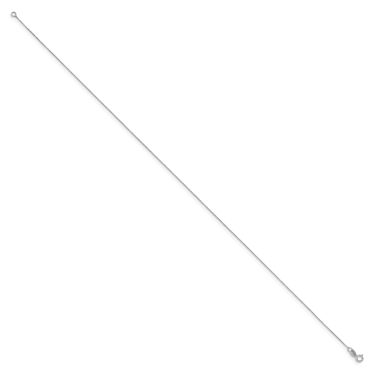 14K White Gold 10 inch .75mm Cable with Spring Ring Clasp Anklet
