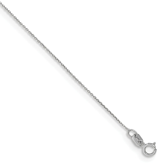 14K White Gold 10 inch .75mm Cable with Spring Ring Clasp Anklet