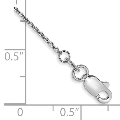 14K White Gold 10 inch .95mm Diamond-cut Cable with Lobster Clasp Anklet