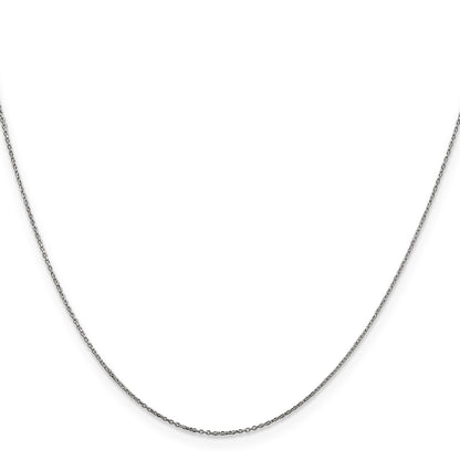 14K White Gold 18 inch .6mm Diamond-cut Round Open Link Cable with Spring Ring Clasp Chain
