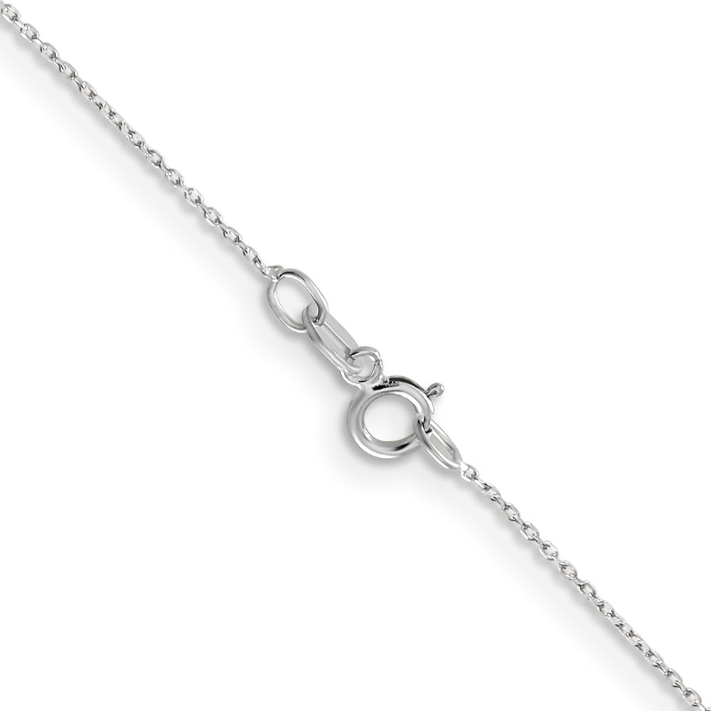 14K White Gold 16 inch .6mm Diamond-cut Round Open Link Cable with Spring Ring Clasp Chain