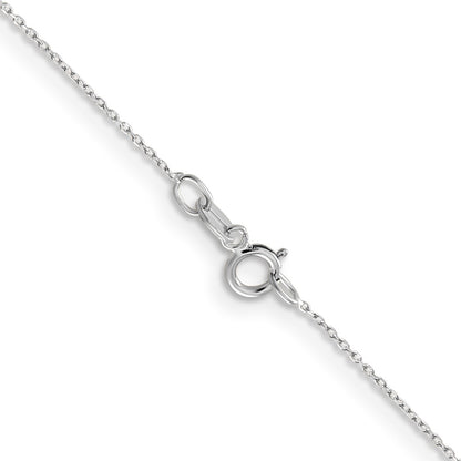 14K White Gold 16 inch .6mm Diamond-cut Round Open Link Cable with Spring Ring Clasp Chain