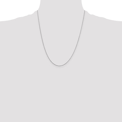 14K White Gold 22 inch .6mm Diamond-cut Round Open Link Cable with Spring Ring Clasp Chain