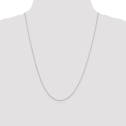 14K White Gold 24 inch .6mm Diamond-cut Round Open Link Cable with Spring Ring Clasp Chain