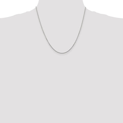 14K White Gold 20 inch 1.45mm Diamond-cut Cable with Lobster Clasp Chain