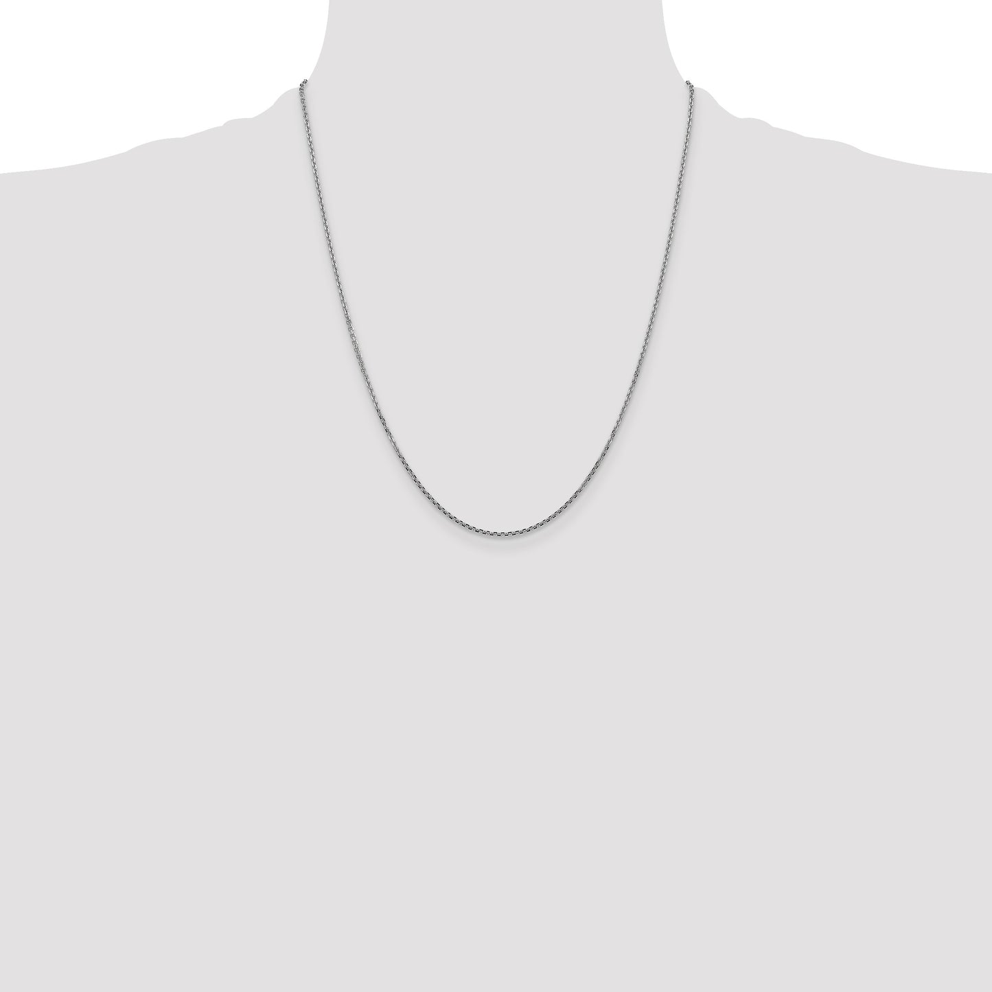 14K White Gold 22 inch 1.45mm Diamond-cut Cable with Lobster Clasp Chain