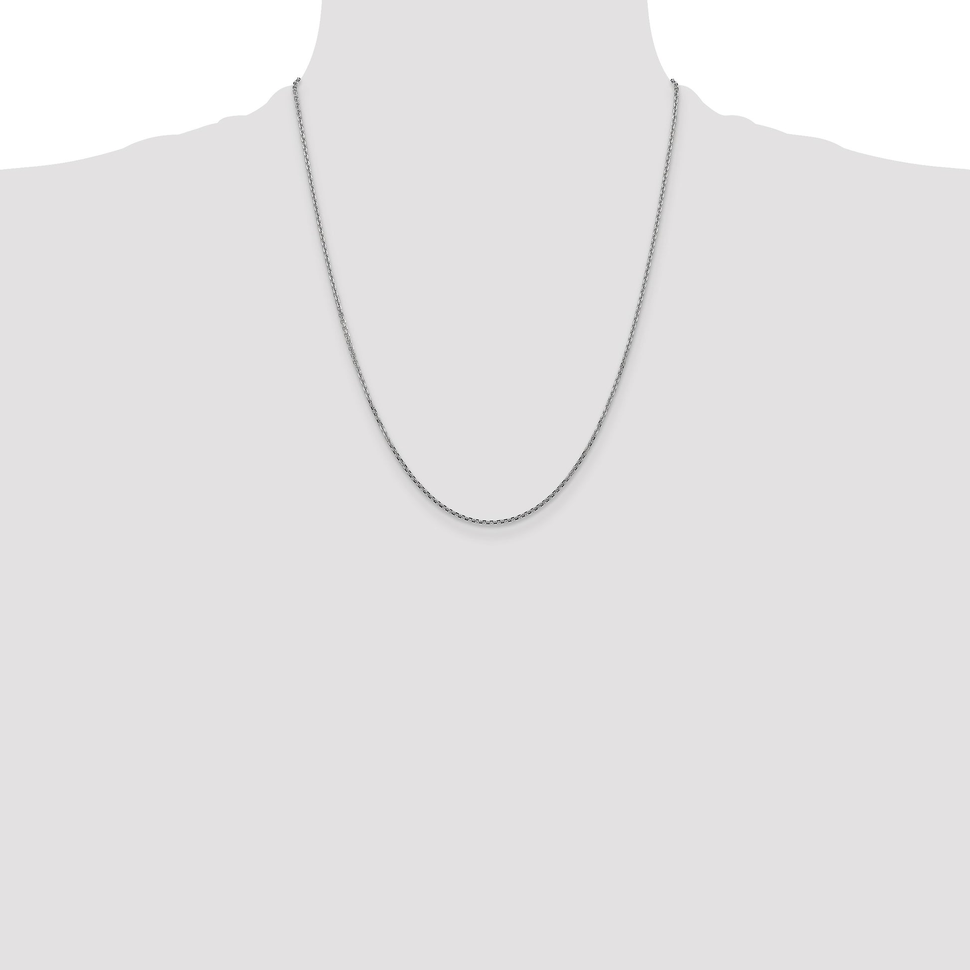 14K White Gold 22 inch 1.45mm Diamond-cut Cable with Lobster Clasp Chain