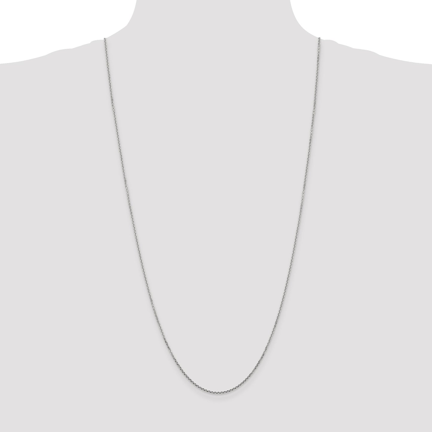 14K White Gold 30 inch 1.45mm Diamond-cut Cable with Lobster Clasp Chain