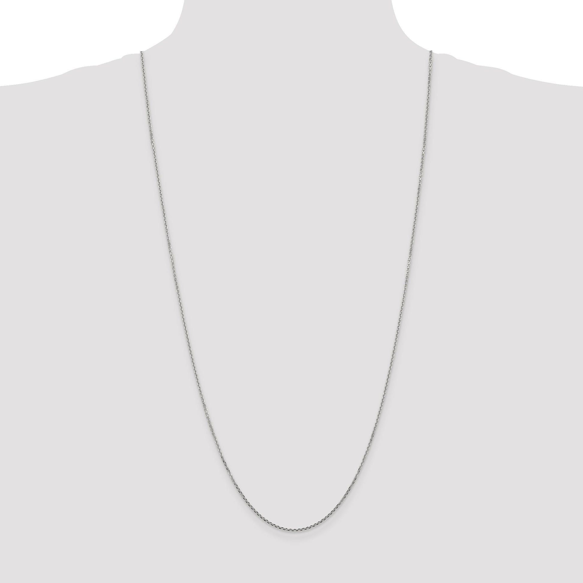 14K White Gold 30 inch 1.45mm Diamond-cut Cable with Lobster Clasp Chain