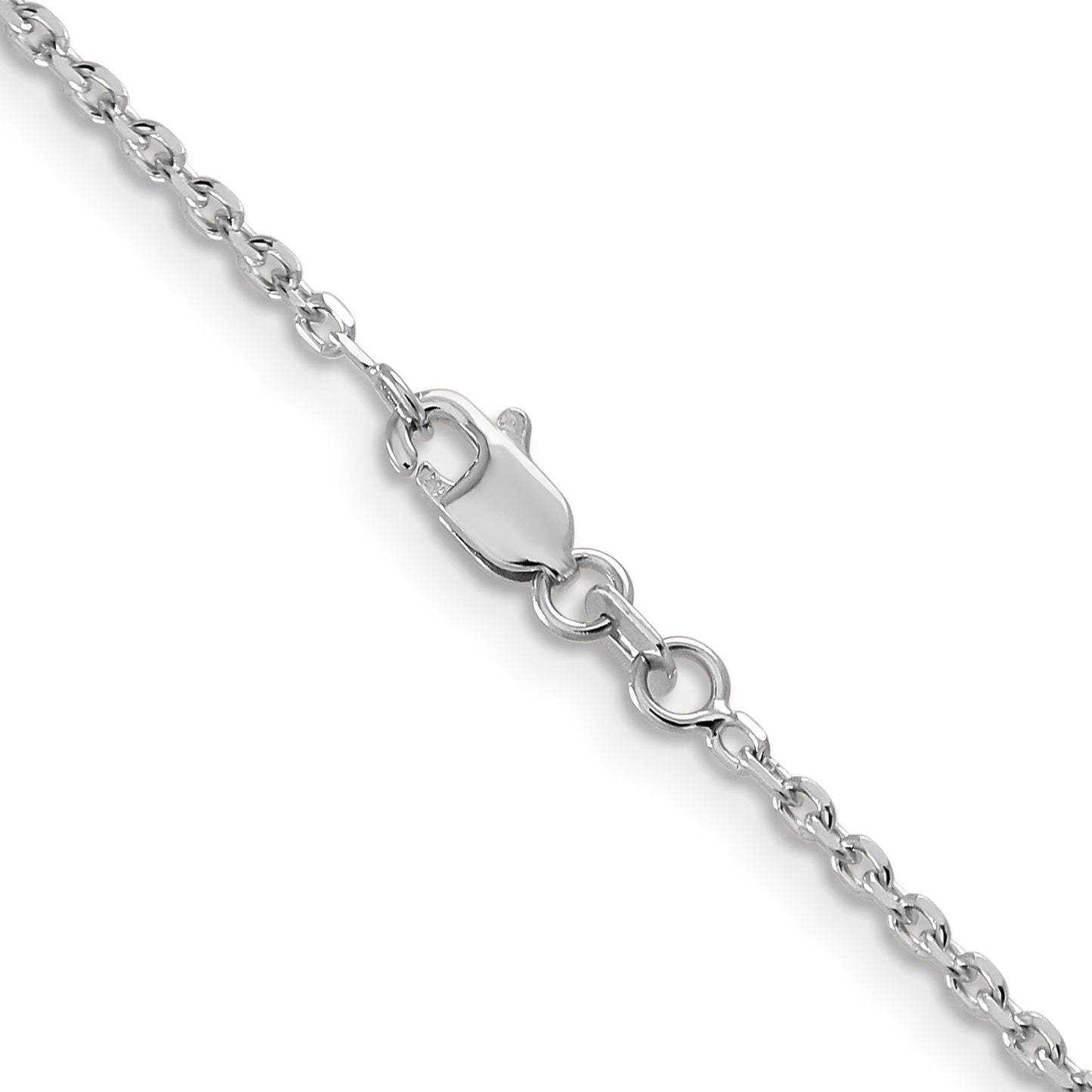 14K White Gold 26 inch 1.65mm Diamond-cut Cable with Lobster Clasp Chain