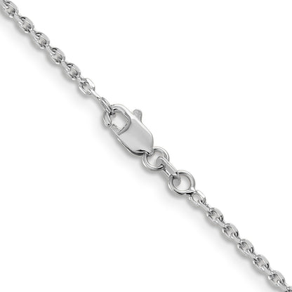 14K White Gold 26 inch 1.65mm Diamond-cut Cable with Lobster Clasp Chain