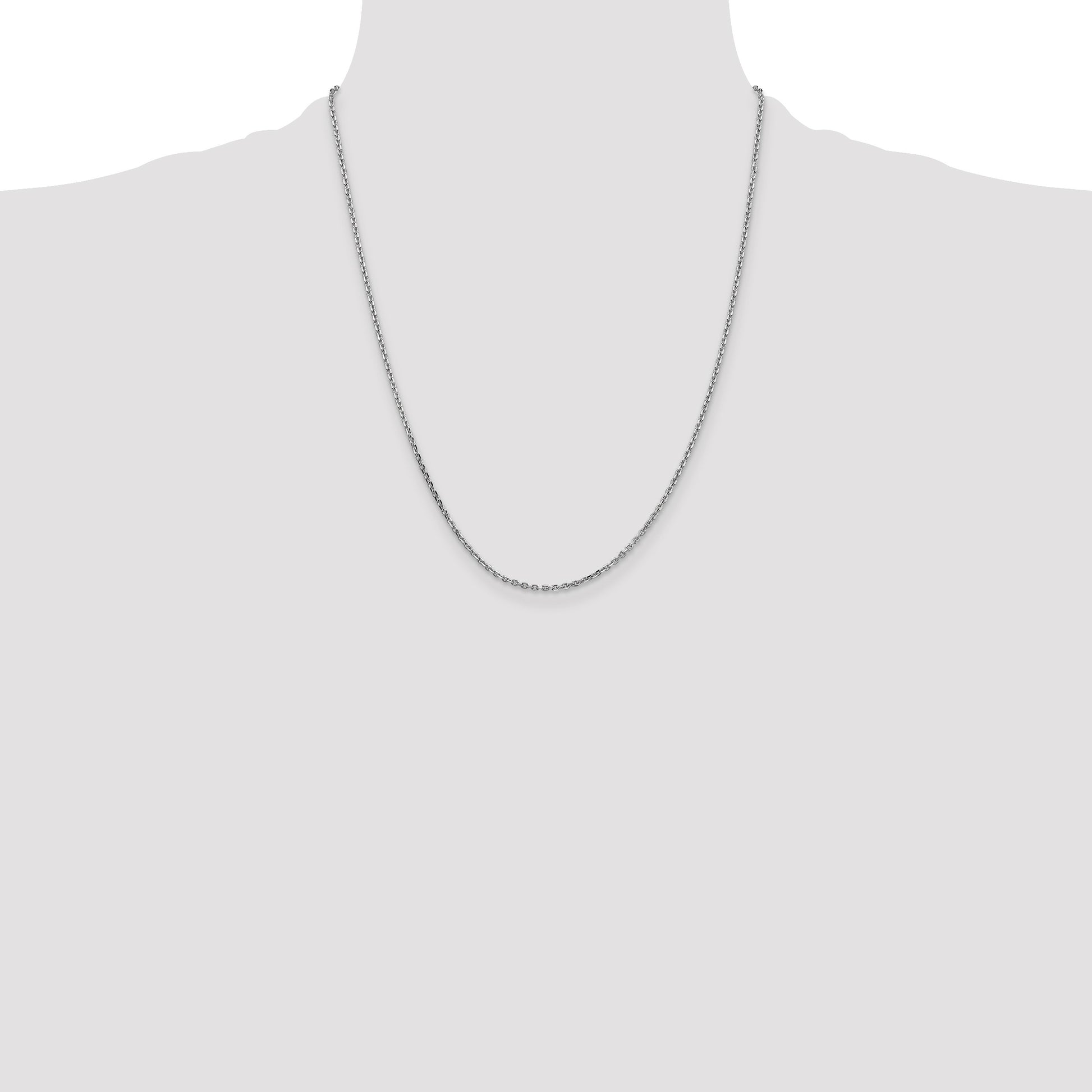 14K White Gold 22 inch 1.65mm Diamond-cut Cable with Lobster Clasp Chain