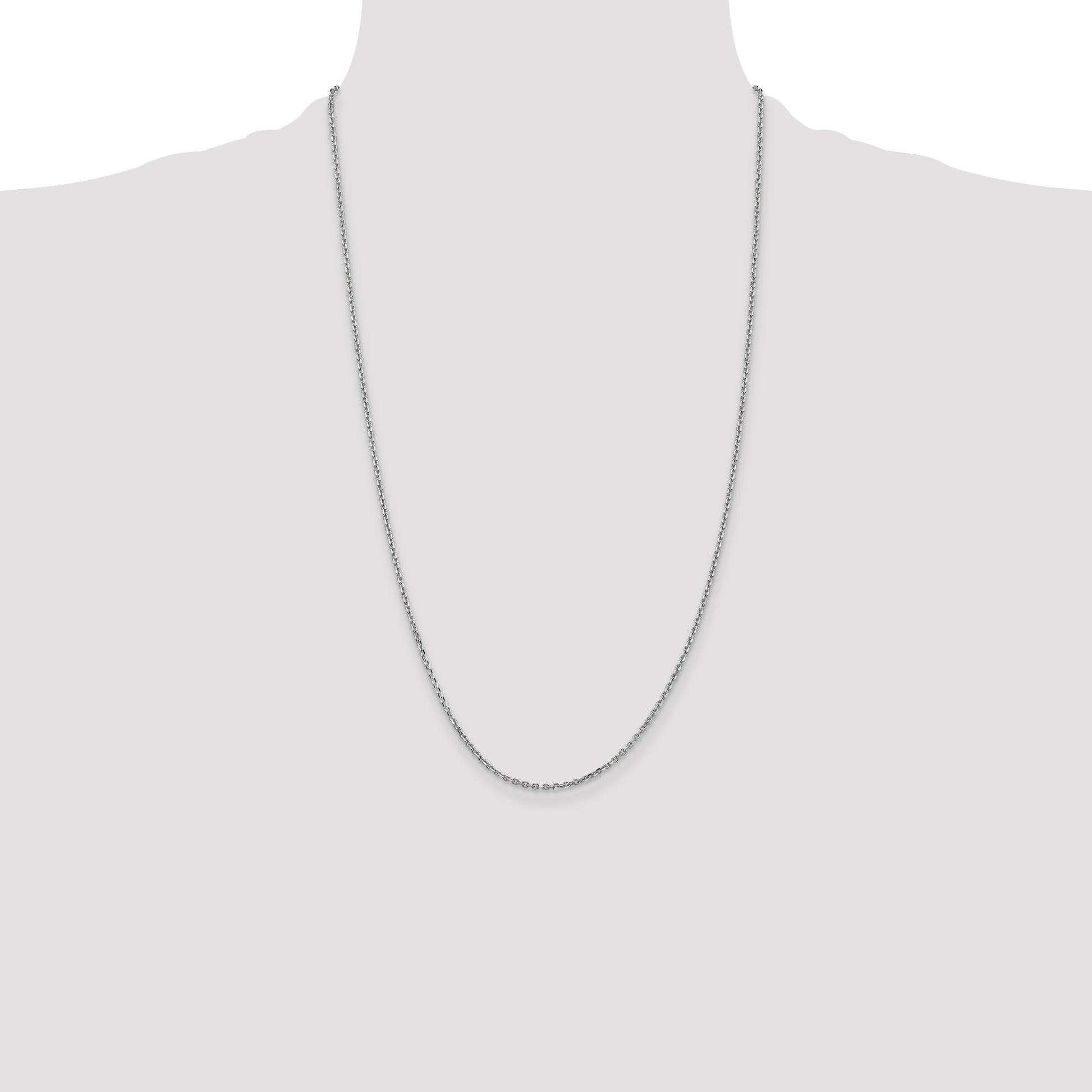 14K White Gold 26 inch 1.65mm Diamond-cut Cable with Lobster Clasp Chain