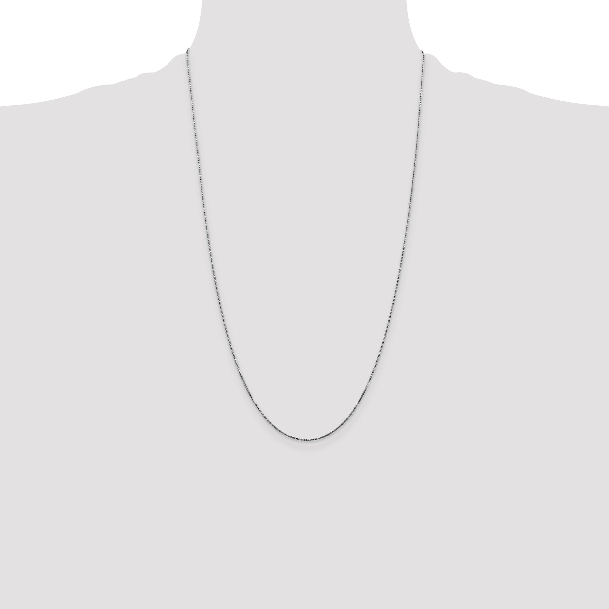 14K White Gold 26 inch .85mmDiamond-cut Spiga with Lobster Clasp Chain