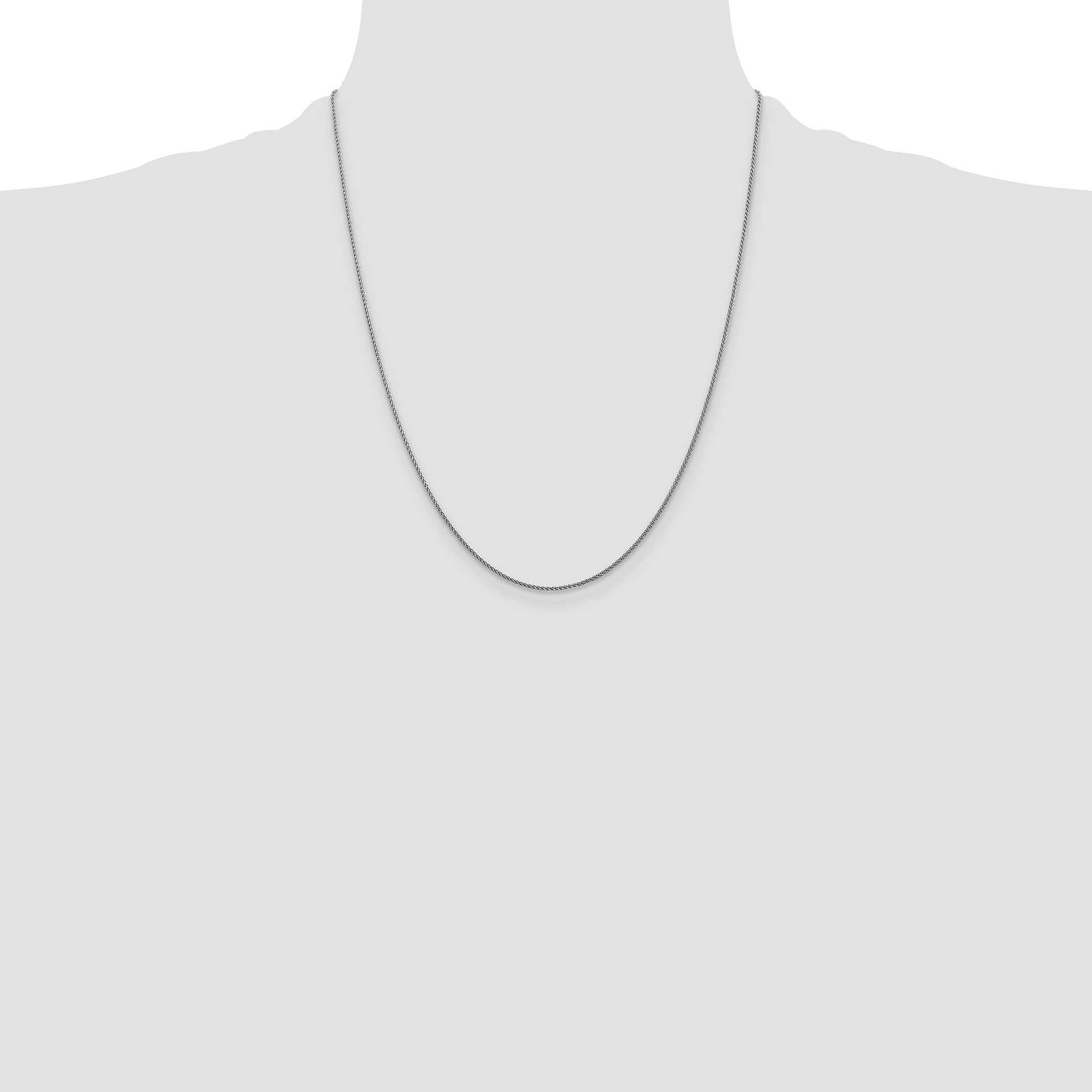 14K White Gold 22 inch 1.05mm Diamond-cut Spiga with Lobster Clasp Chain