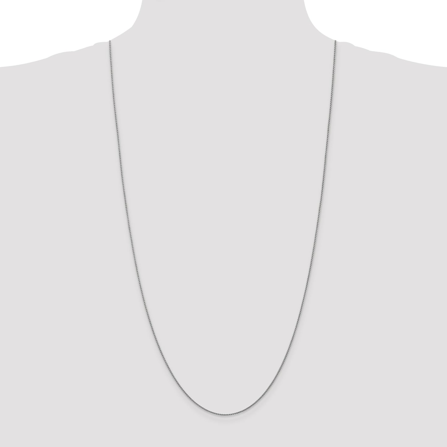14K White Gold 30 inch 1.05mm Diamond-cut Spiga with Lobster Clasp Chain