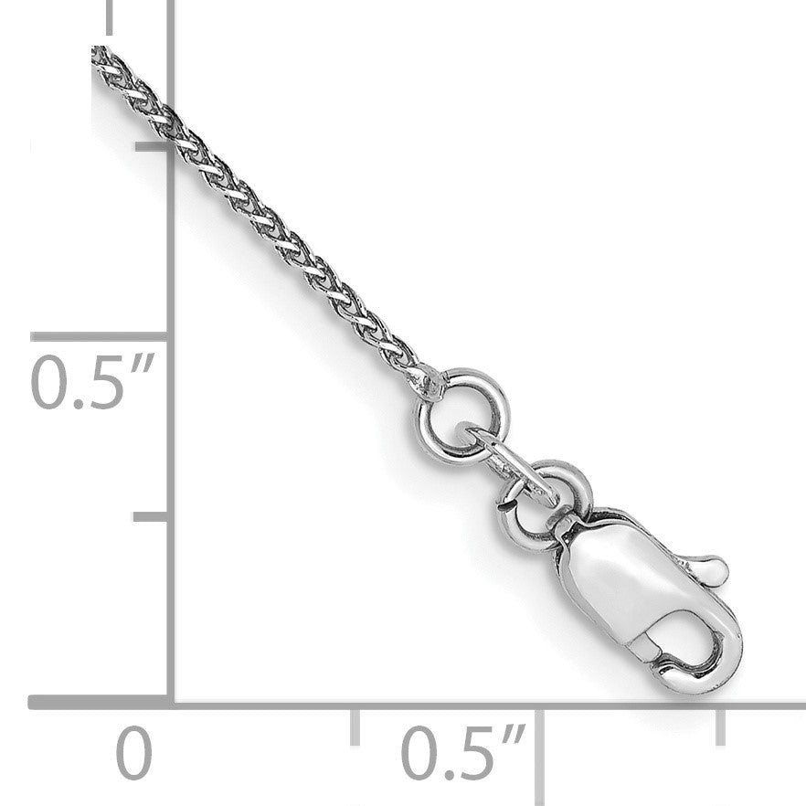 14K White Gold 9 inch 1.05mm Diamond-cut Spiga with Lobster Clasp Anklet