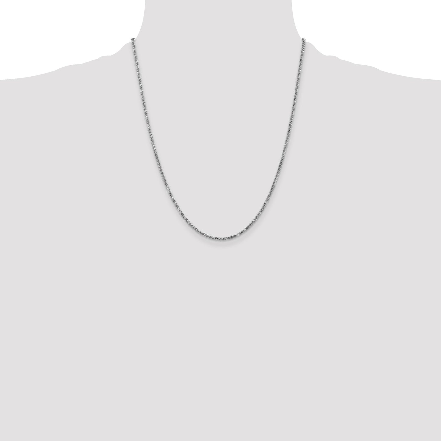 14k White Gold 1.05mm Spiga with Spring Ring Clasp Chain