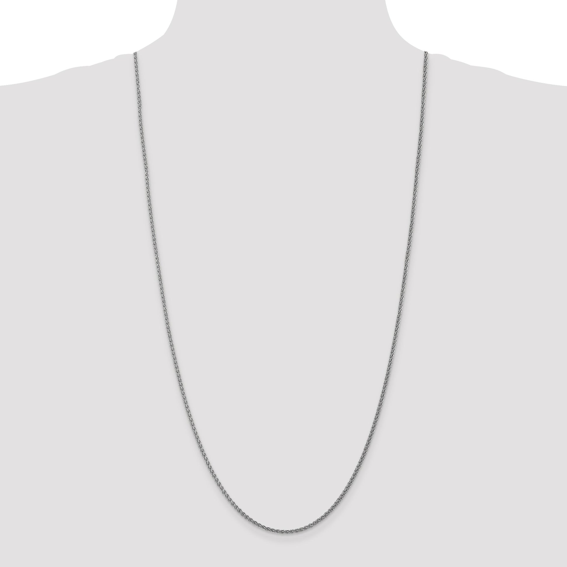 14K White Gold 30 inch 1.05mm Spiga with Spring Ring Clasp Chain