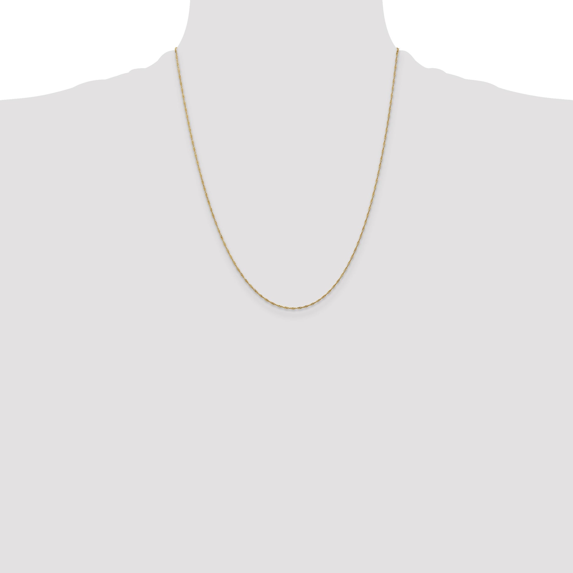 14K 22 inch 1mm Singapore with Spring Ring Clasp Chain