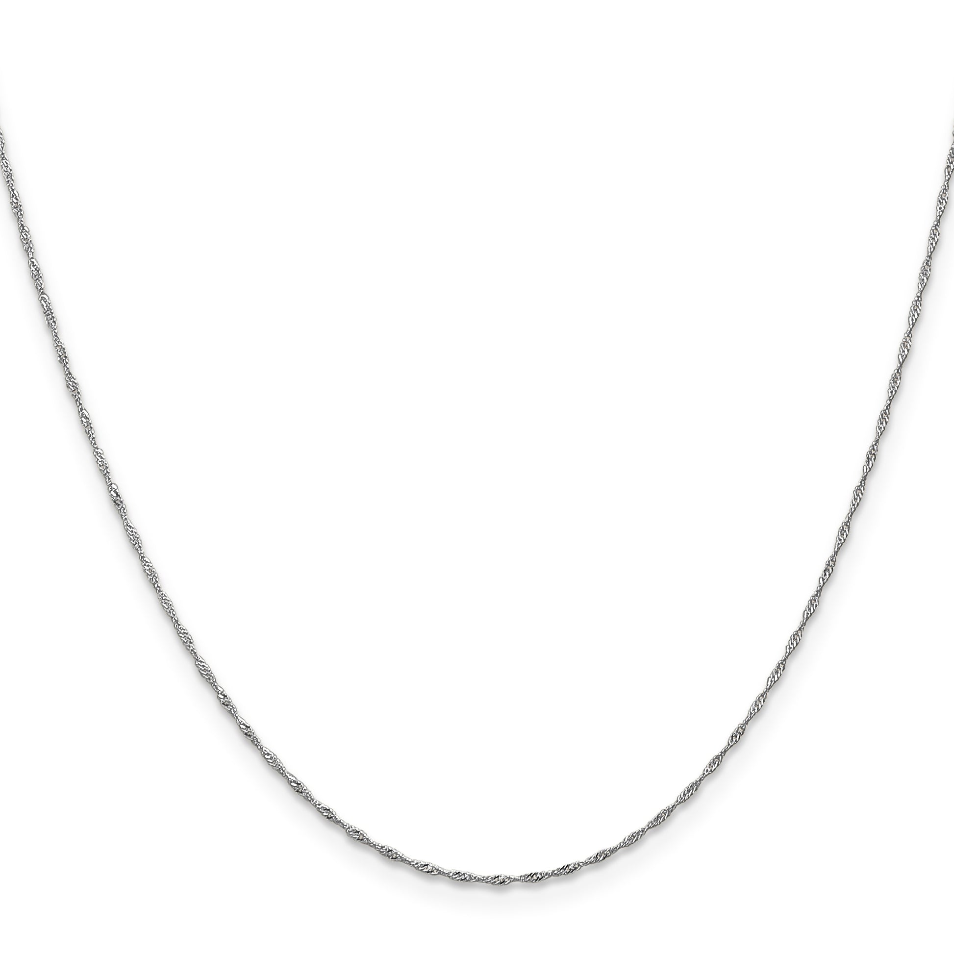 14K White Gold 14 inch 1mm Singapore with Spring Ring Clasp Chain