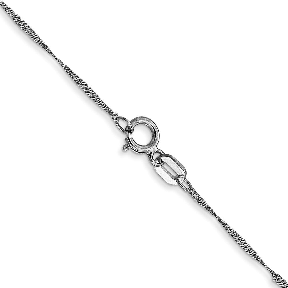 14K White Gold 24 inch 1mm Singapore with Spring Ring Clasp Chain