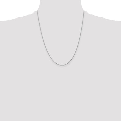 14K White Gold 22 inch 1mm Singapore with Spring Ring Clasp Chain