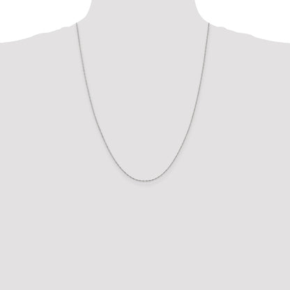 14K White Gold 24 inch 1mm Singapore with Spring Ring Clasp Chain